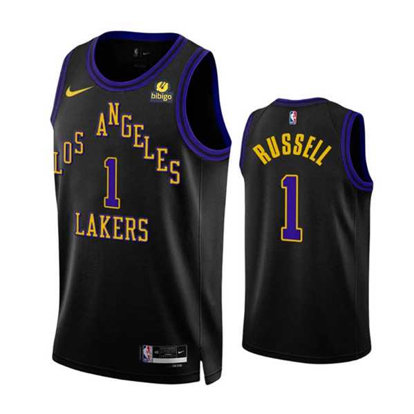 Men%27s Los Angeles Lakers #1 D%27Angelo Russell Black 2023-24 City Edition Stitched Basketball Jersey Dzhi->new orleans hornets->NBA Jersey